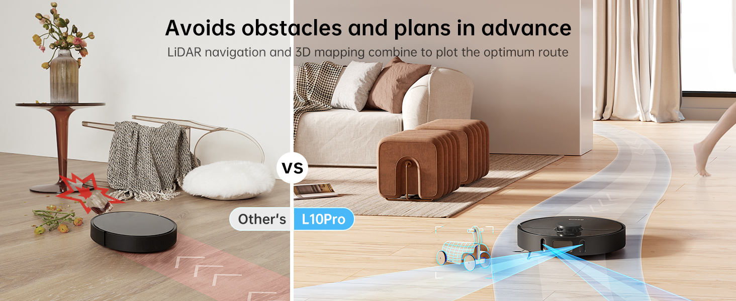 Avoids obstacles and plans in advance