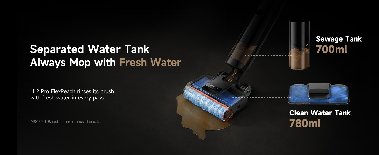 Seperated Water Tank dreame H12 Pro FlexReach