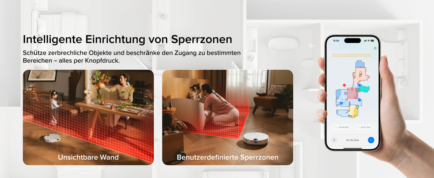 Der Text lautet „llano“, „Intelligente Entwicklung von Sportarena“, „Schnell aufgeladen“, „Robustes Aluminium“. Auf mehreren Panels werden die Funktionen des Ladegeräts und die Smartphone-Oberfläche angezeigt.