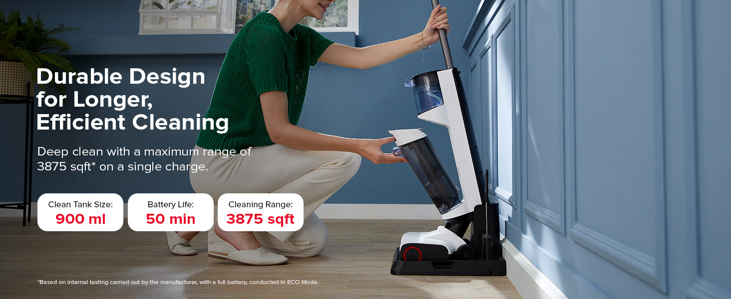 Long battery wet dry vacuum mop